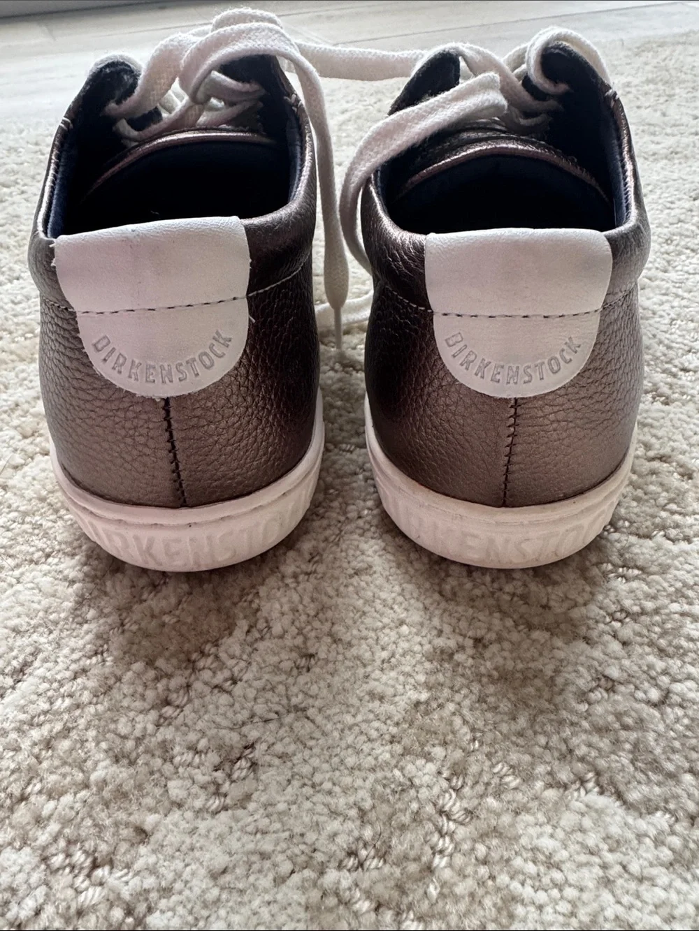 Birkenstock Bronze Metallic Low-Top Sneakers with White Laces